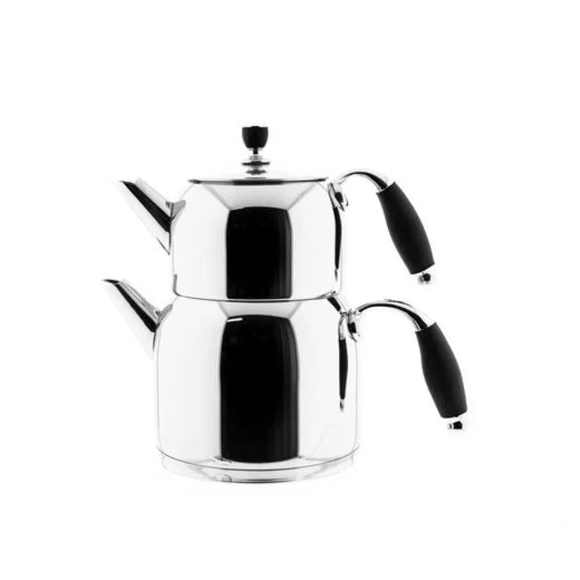 Almina Zwarte Theepot Set 0,7L & 1,5L – Met Rubberen Handvat – Uitstekend Warmtebehoud – Moderne Theeset
