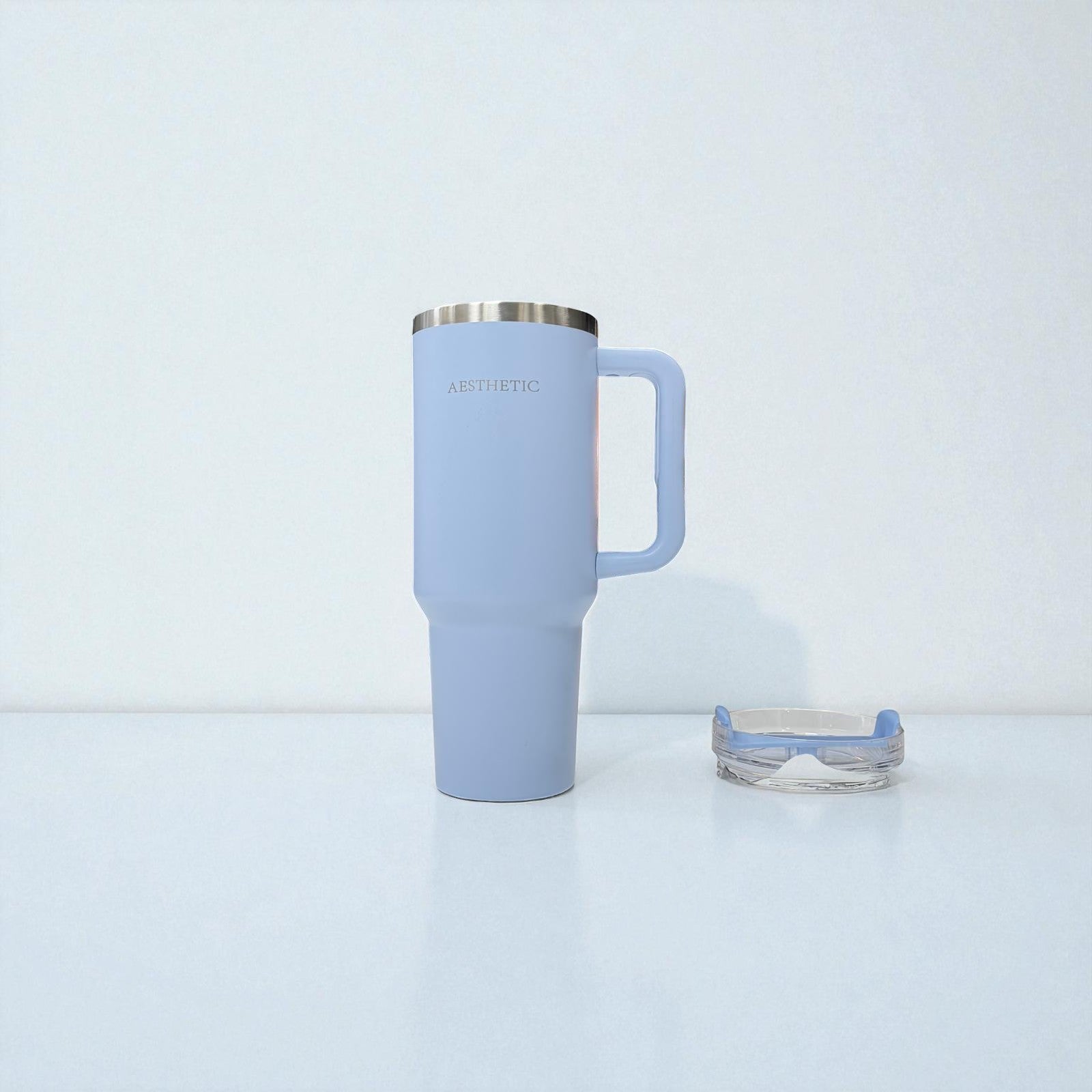 Thermobeker met Handvat & Rietje – Dubbelwandig RVS – Aesthetic Design