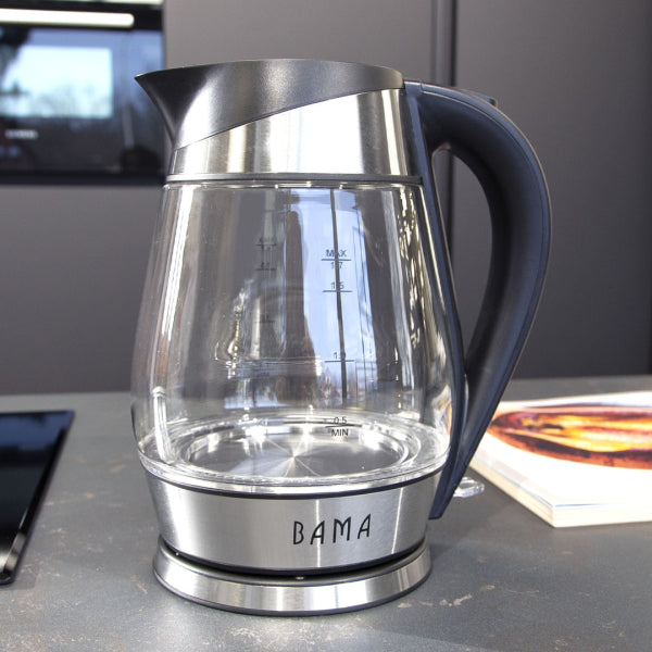 Bama Rica Glazen Waterkoker 1,7L – 2200W – LED Verlichting – Snoerloos & 360° Draaibaar – Droogkookbeveiliging