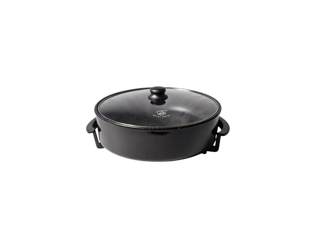 Royal Swiss Elektrische Pizza pan Ø42 cm – 1500W – PFAS-vrij – Anti-aanbaklaag – Met Thermostaat & Deksel