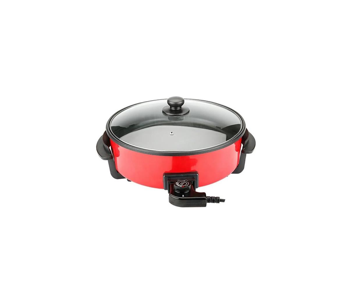 Royal Swiss Elektrische Pizza pan Ø42 cm – 1500W – PFAS-vrij – Anti-aanbaklaag – Met Thermostaat & Deksel