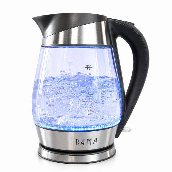 Bama Rica Glazen Waterkoker 1,7L – 2200W – LED Verlichting – Snoerloos & 360° Draaibaar – Droogkookbeveiliging
