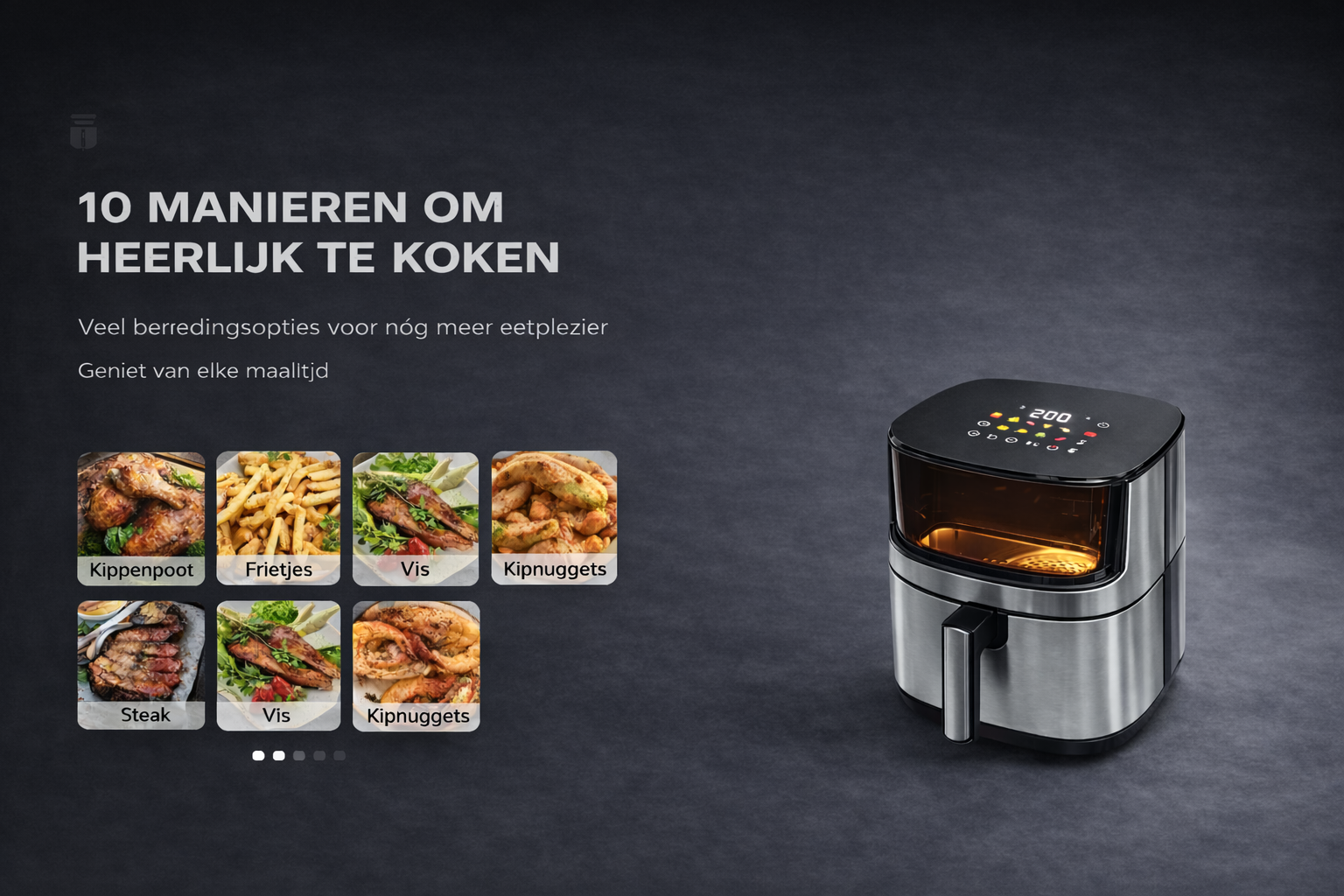 Royal Swiss Airfryer 8 Liter met Kijkvenster – Digitale Bediening– 1500W – Grote Capaciteit