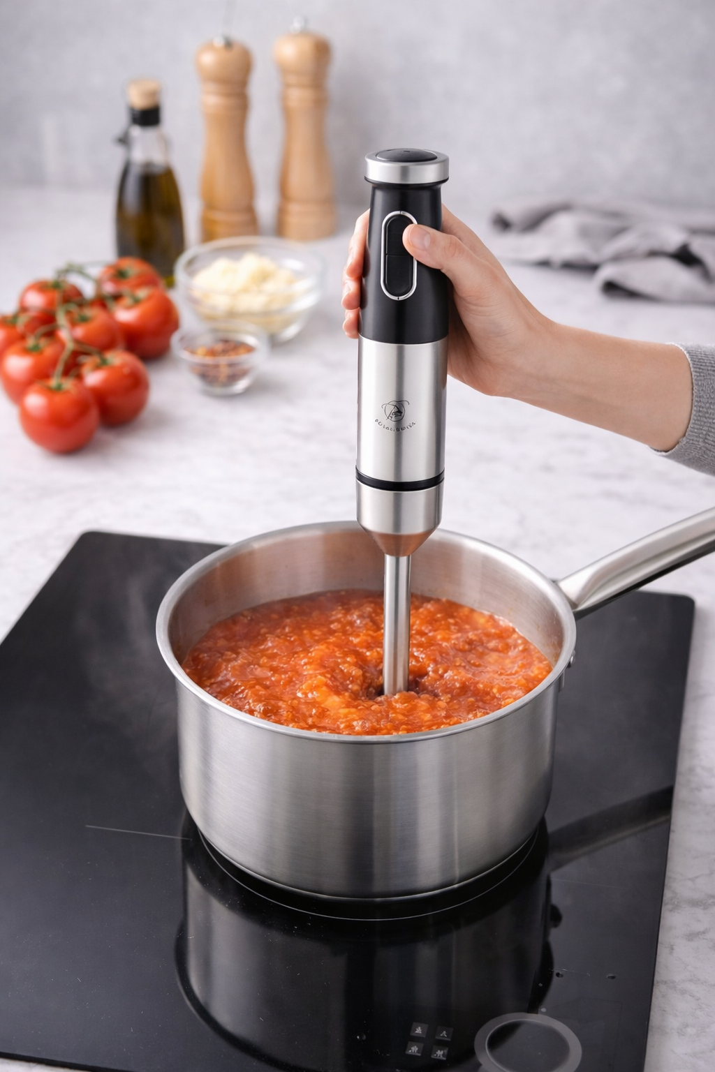 Royal Swiss RVS Staafmixer 1000W met 650 ml Maatbeker – 2 Snelheden