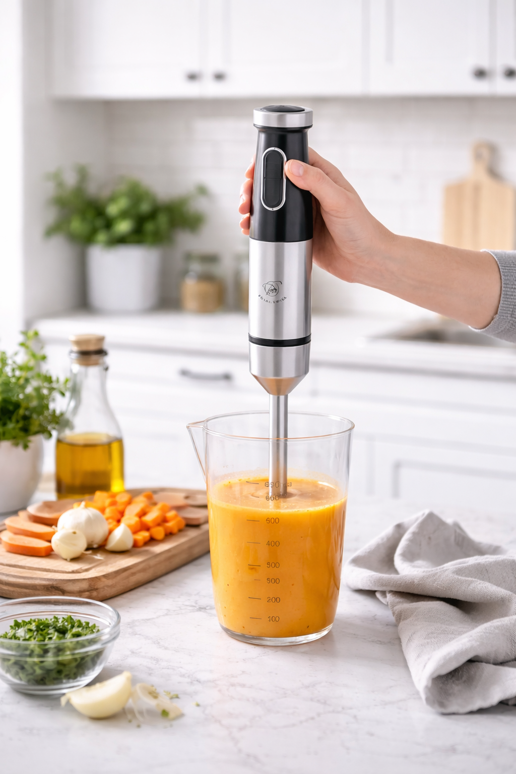 Royal Swiss RVS Staafmixer 1000W met 650 ml Maatbeker – 2 Snelheden