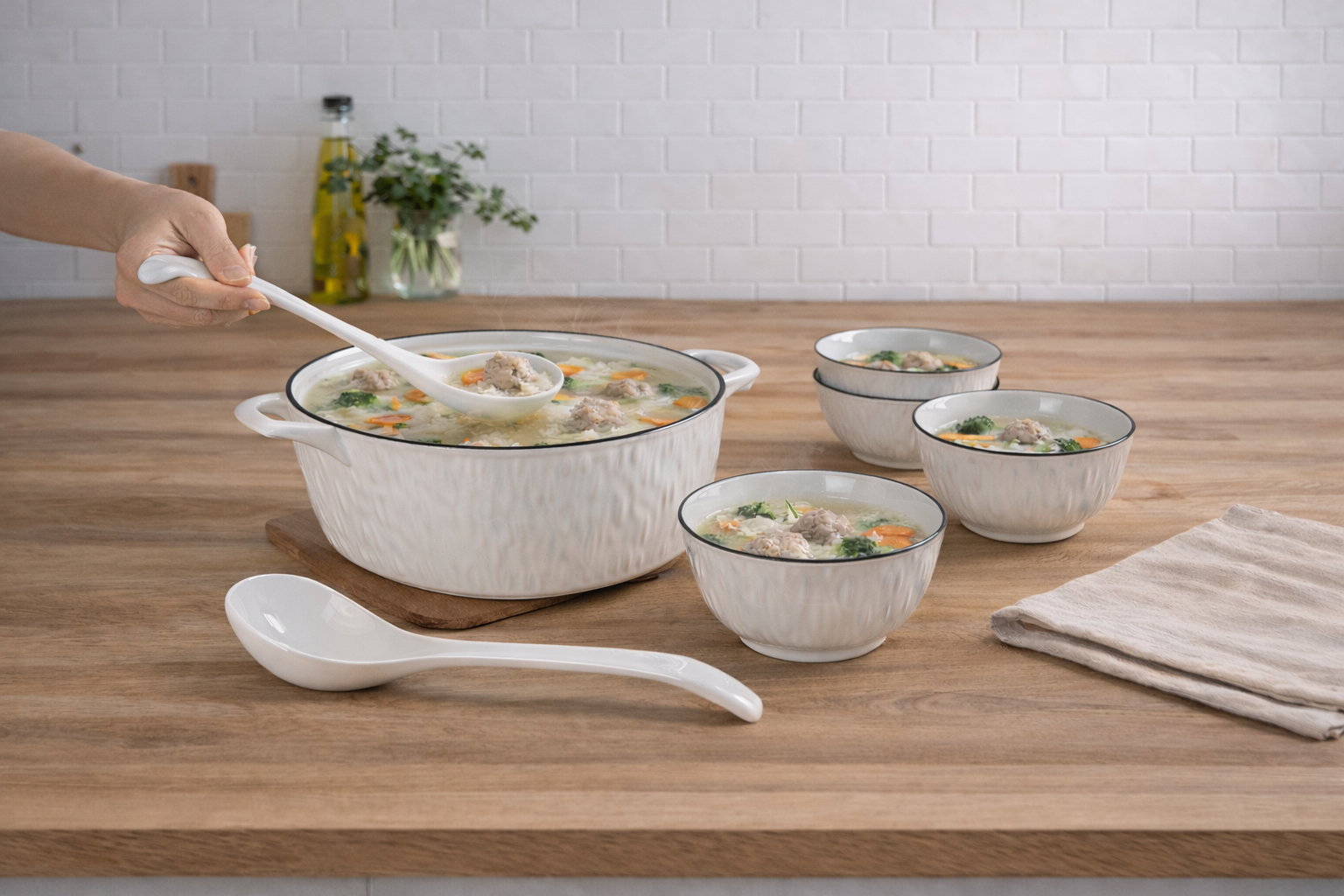 Bavary Harira Soepset – Elegante Serveerset met Deksel voor 6 Personen