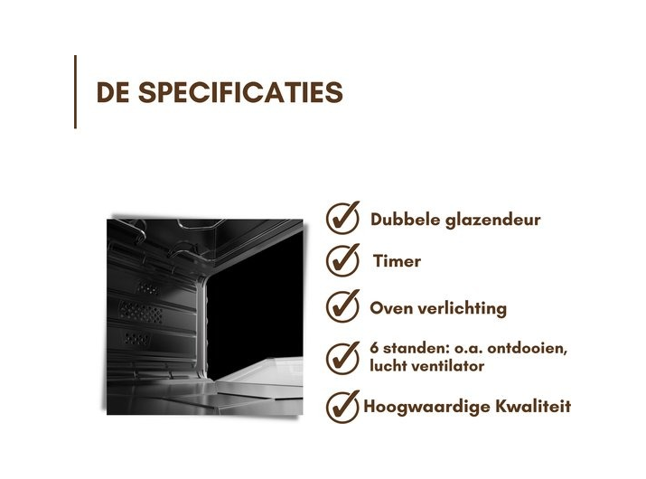 Teffo Vrijstaande Oven 70 Liter – 2000W – Hetelucht Turbo-fan – Elektrische Oven – Grijs