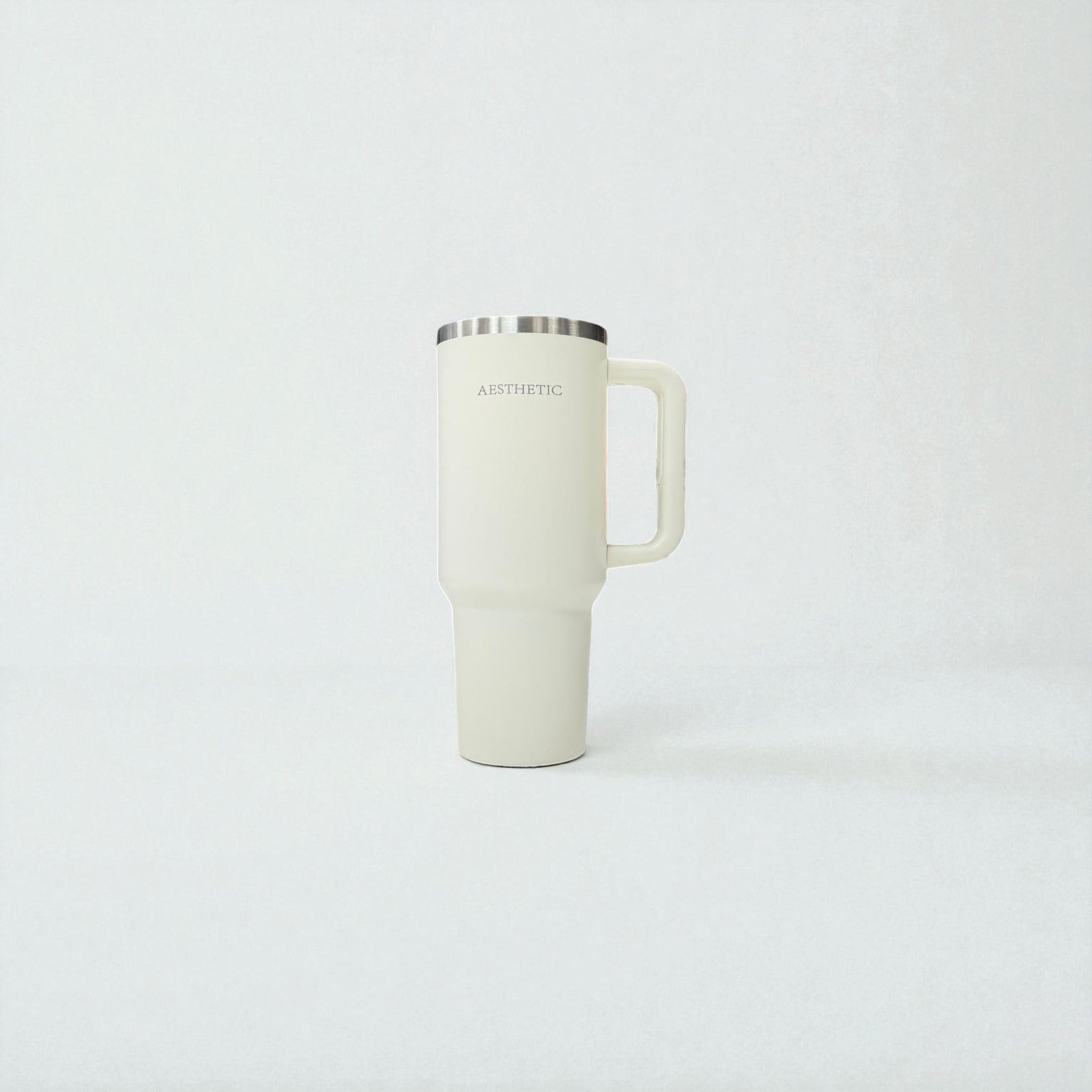 Thermobeker met Handvat & Rietje – Dubbelwandig RVS – Aesthetic Design